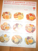 Vintage Campbell&#39;s Soup 21 Soup N Sandwich Lunches Print Magazine Advert... - $3.99