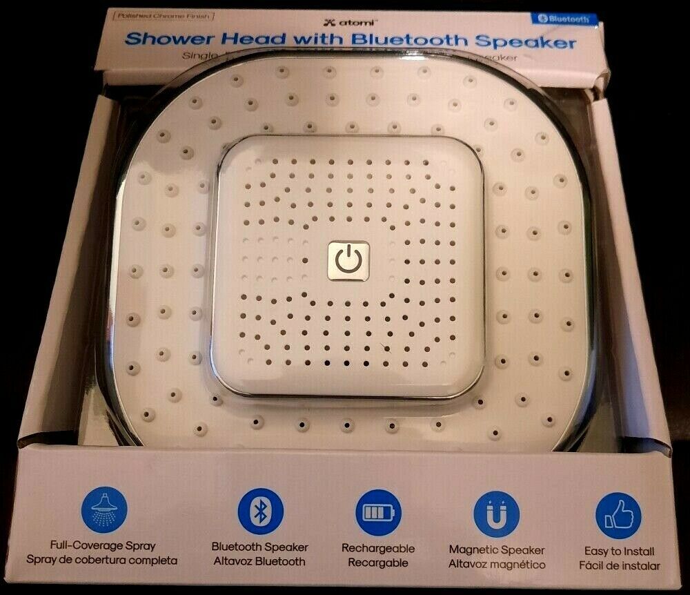 Atomi Shower Head with Bluetooth Speaker NEW Wireless w/ Microphone