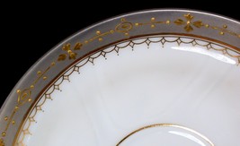 CFH/GDM Haviland Limoges Saucer Silver Rim w Raised Gold Decorations - $10.00