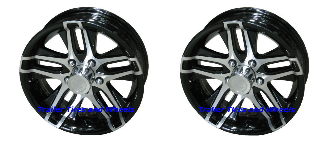 *2* Tredit 14" Aluminum Trailer Wheels Altitude Gloss Black camper rv boat acc Tires & Wheels
