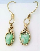 Variscite Gold Wire Wrap Earrings 8 - $35.00
