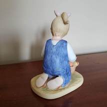 Vintage Girl Figurine, 1980s Porcelain Homco Denim Days children figurines image 6