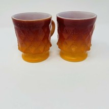 Anchor Hocking Fire King Kimberly Diamond Mug Coffee Cup Orange - Set Of 2 - $34.65