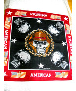 SKULLS / SKULL WEARING A FIDORA - AMERICAN DEATH MOBSTER - USA FLAGS BAN... - $4.50