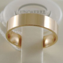 18K YELLOW GOLD WEDDING BAND UNOAERRE SQUARE RING MARRIAGE 5 MM, MADE IN ITALY image 1