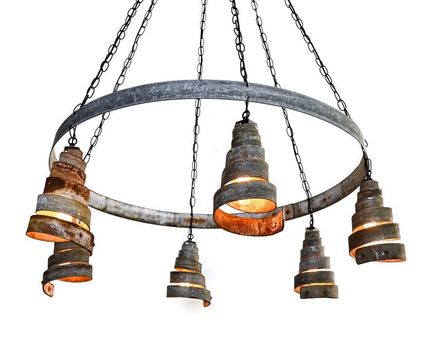 Wine Barrel Ring Chandelier Bajan Arrondi Made from retired CA wine