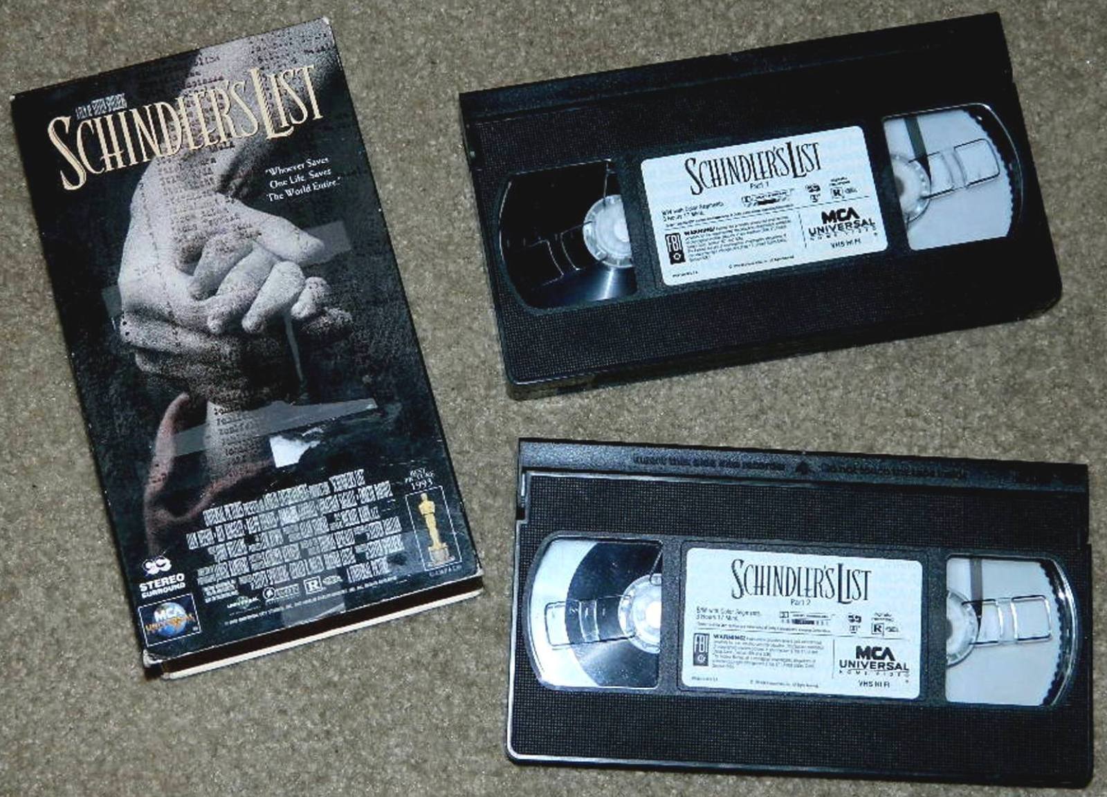 Schindler's List VHS Liam Neeson Ben Kingsley Ralph Fiennes VHS Tapes