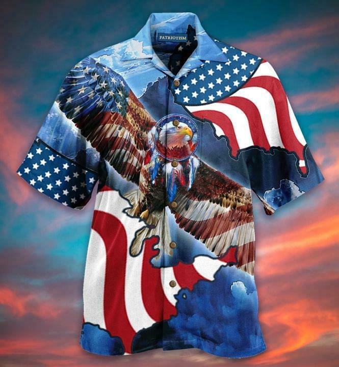 Patriotic Eagle America Flag Hawaiian Shirt - T-Shirts