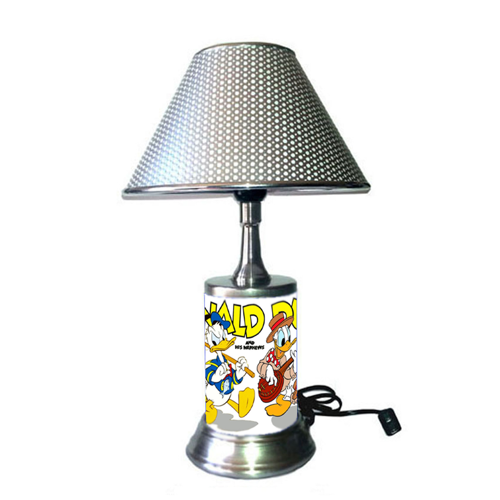 Donald Duck Lamp with Shade, Donal Duck and his Nephews Huey, Dewey