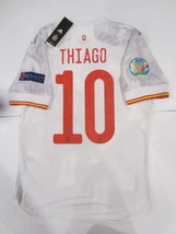 Thiago Alcantara Spain 20/21 Euro Match Slim White Away Soccer Jersey 20... - $80.00