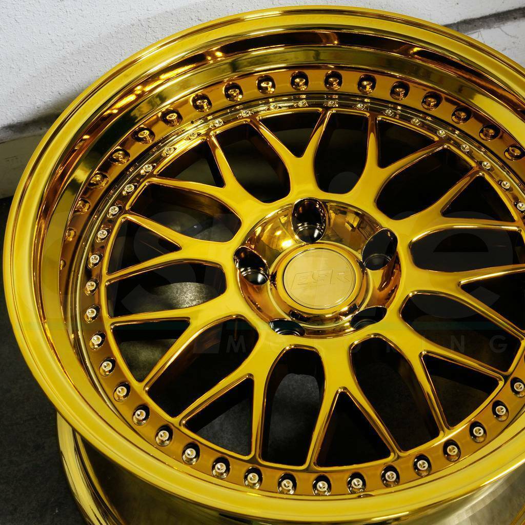 18x9.5 ESR SR01 SR1 5x100 22 Gold Chrome Wheels Rims Set(4) - Wheels