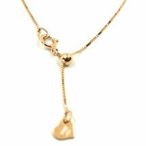 18K YELLOW GOLD CHAIN NECKLACE .5 mm MINI VENETIAN ADJUSTABLE 15-18 INCHES HEART image 3
