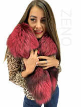 Silver Fox Fur Collar 55' (140cm) Fur Boa Saga Furs Red Fur Big Scarf  image 4