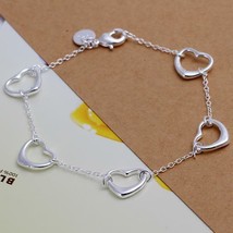 925 Sterling Silver Charm Round Bangle Women's Fashion Heart Bracelet DLH213 - $10.99