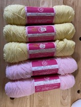 Lot of (5) Lion Brand Sayelle Pompadour Yarn * Colors:  Yellow & Pink * 2 oz.* - $14.85