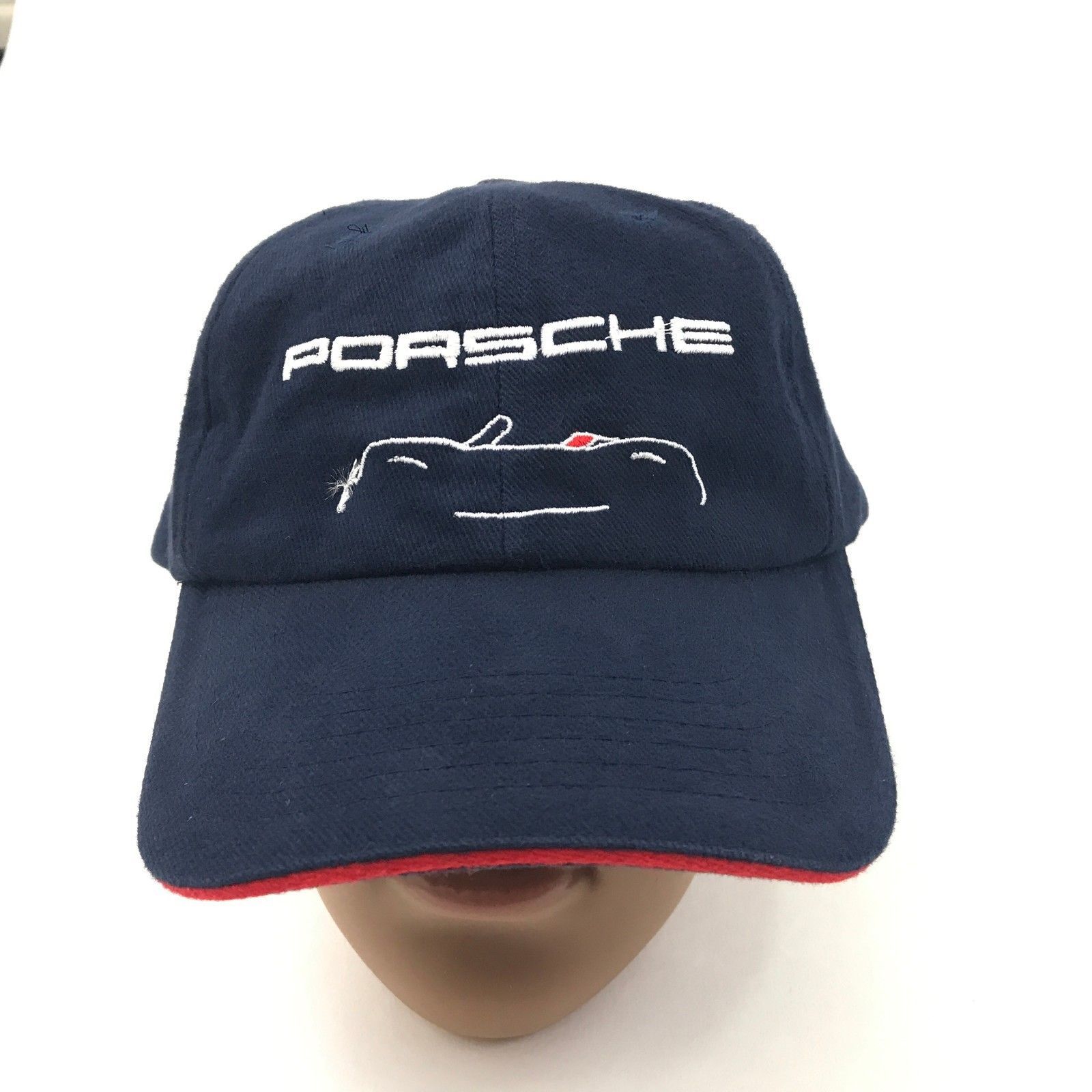Vintage PORSCHE Dad Hat Adult One Size Navy Blue Convertible Silhouette Ball Cap Hats