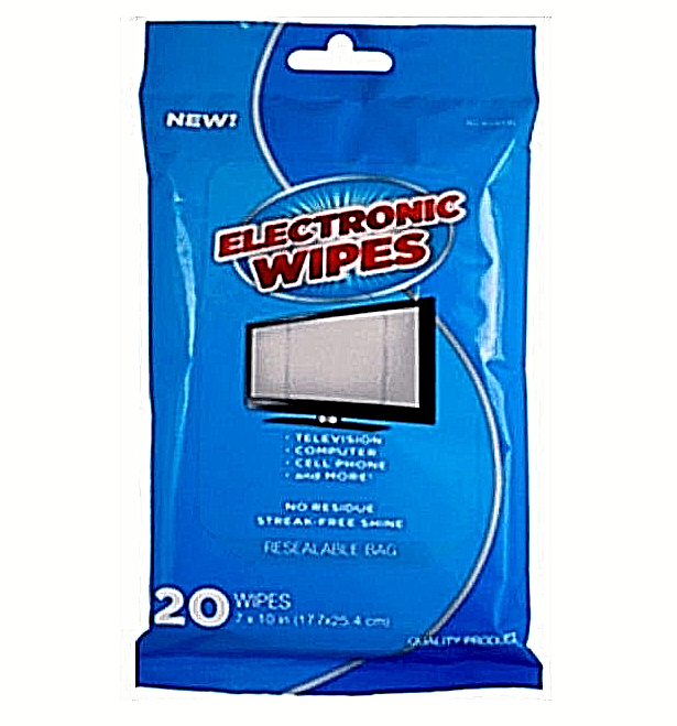 Electronic Cleaner, Flat Pack Wipes no residue streak free shine 20
