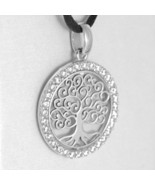 18K WHITE GOLD TREE OF LIFE PENDANT, 0.75 INCHES, ZIRCONIA, MADE IN ITALY - $299.95
