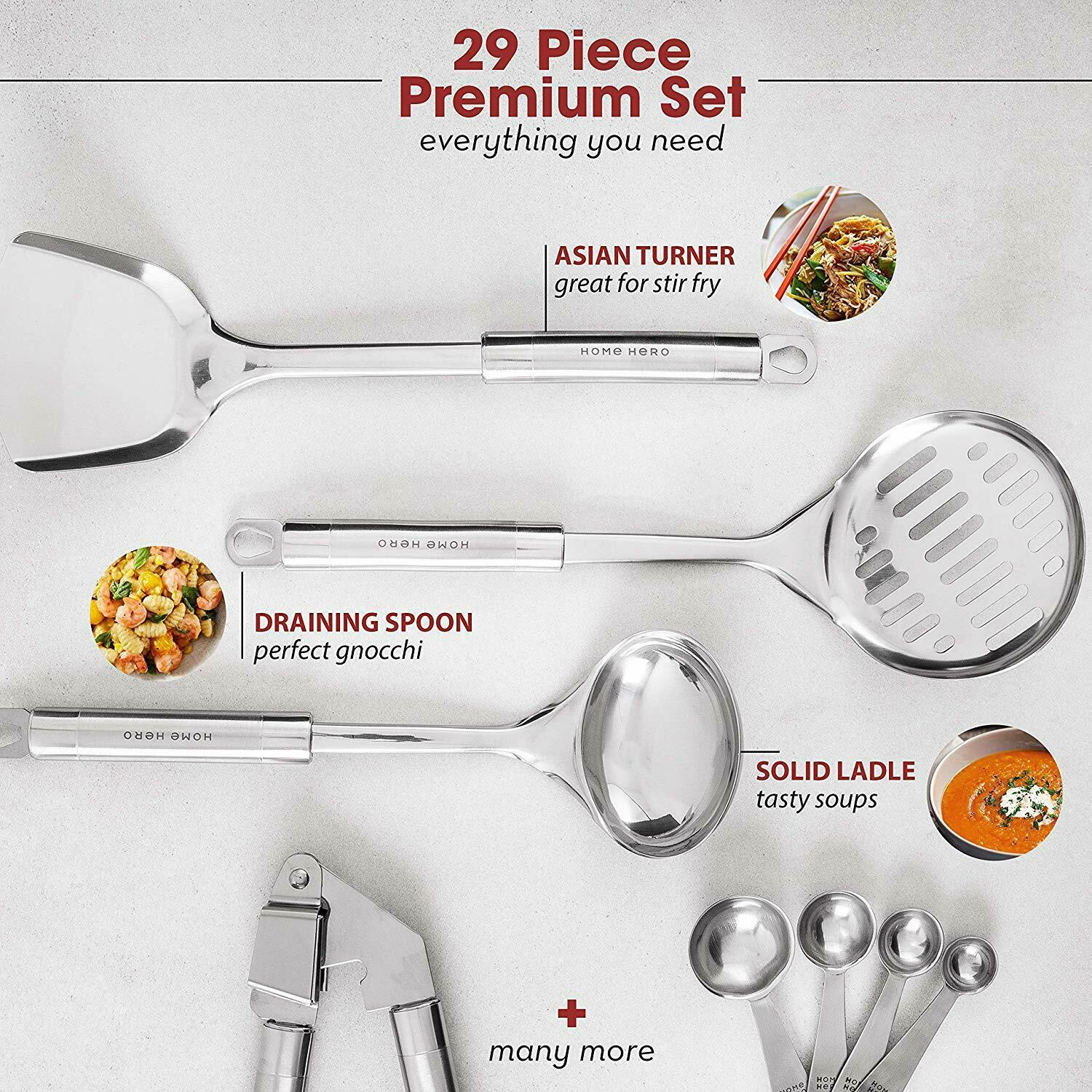 home hero stainless steel kitchen utensil set