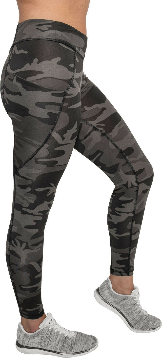 Womens Black Camo Stretch Pants Ladies Performance