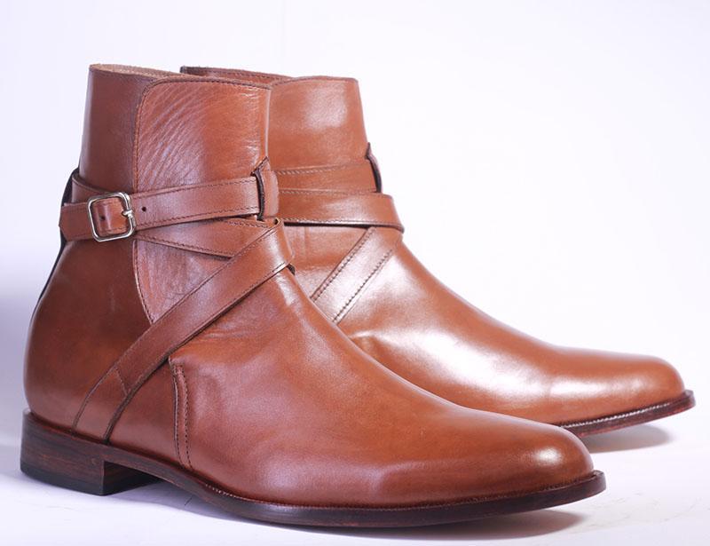 New Handmade Men's Brown Leather Jodhpur Ankle Boots, Men Fashion Designer Boots