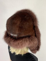 Fox & Mink Fur Hat Trapper Saga Furs Ushanka Brown Aviator Hat Lined With Mink image 5