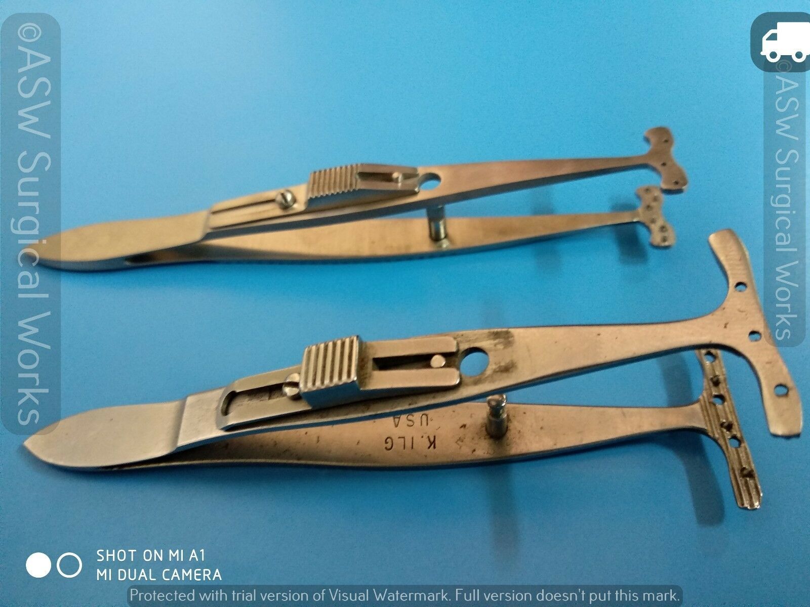 2 PC Ptosis Lid Clamp 6 Pin Stainless Steel ophthalmic Forceps