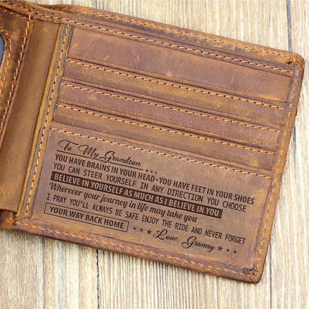 Great Gift For Grandson Engraved Leather Wallet Perfect Gift For Your