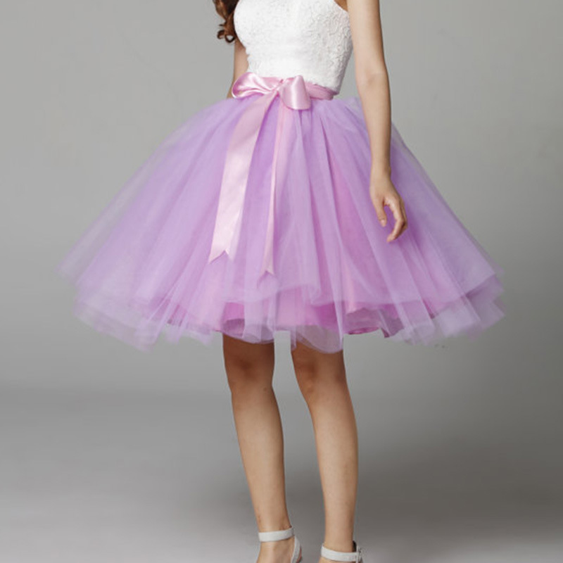 Lavender Ballerina Tulle Skirt Women Girl Knee Length Party Tutu Skirt Tutu Wedding 6094