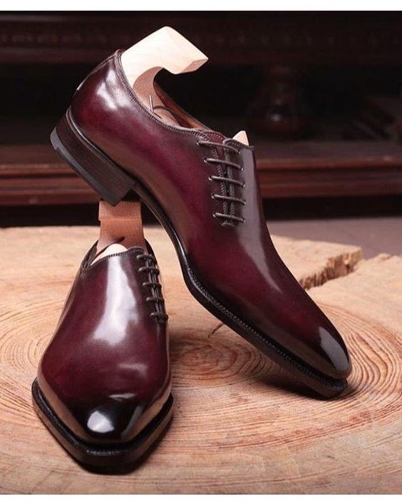 Men Maroon Derby Toe Oxford Party Wear Magnificent Leather Lace Up Shoes