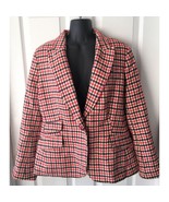 Talbots Womens Wool Blend Red Plaid One Button Career Blazer Jacket 14P ... - $179.99