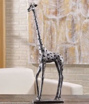 Standing Giraffe Figurine 17.9" High Silver & Black  Africa Wildlife Statue image 2