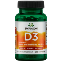 Swanson Highest Potency Vitamin D-3 Softgels, 5,000 IU, 250 Count - $28.68