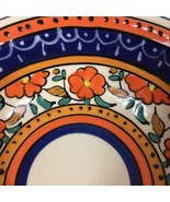 Hand-Painted Bowls Mexico Blue Orange White Black Floral Soup Cereal Sal... - $24.74