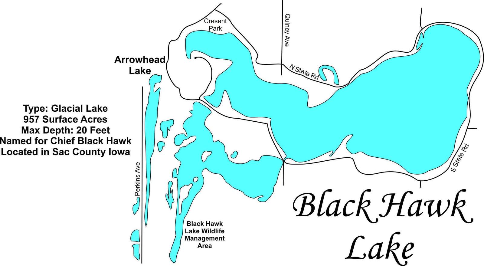 Black Hawk Lake, IA - Laser Cut Wood Map - $86.50 - $695.50