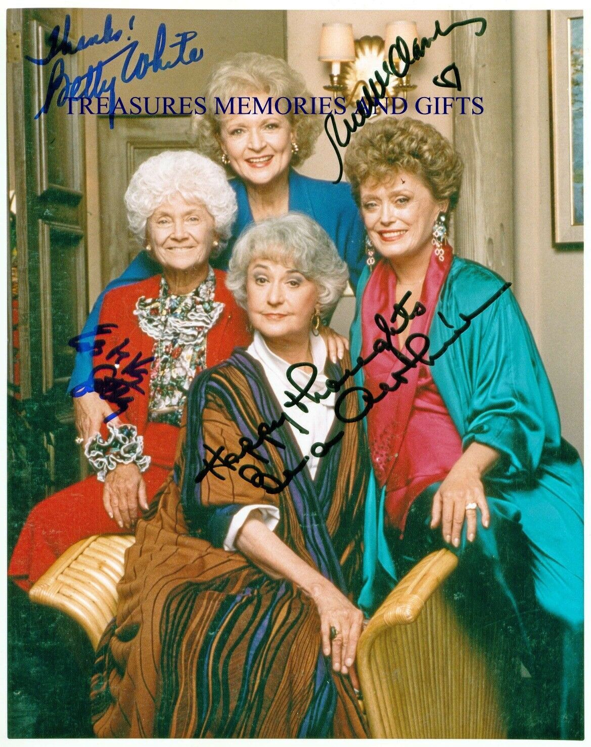 BETTY WHITE BEA AUTHUR RUE McCLANAHAN GETTY SIGNED 8X10RP PHOTO THE GOLDEN GIRLS