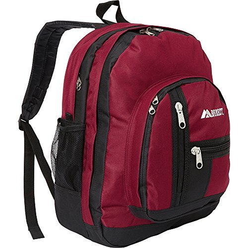 Everest Double Compartment Backpack Burgundy/Black - Backpacks, Bags