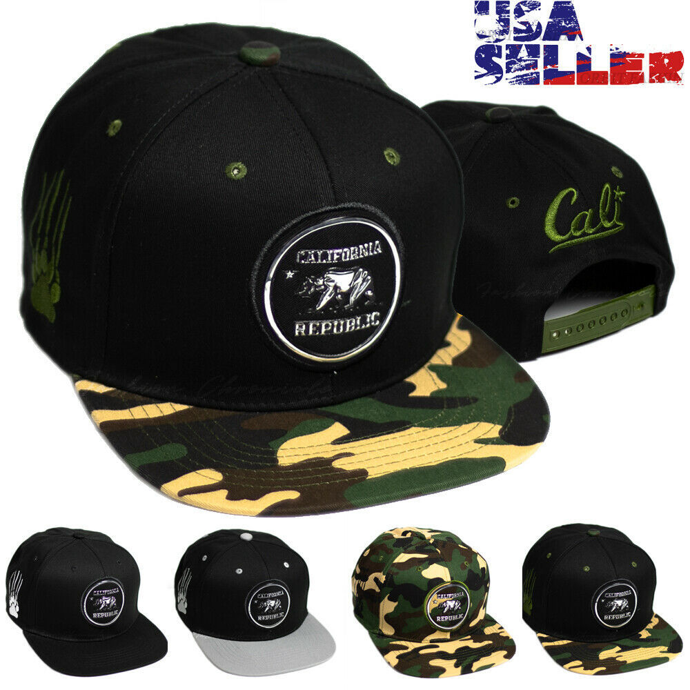 Unbranded - California republic baseball cap snapback adjustable cali bear hip hop flat men