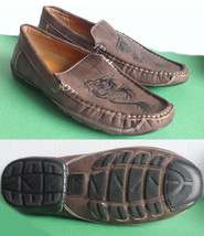 Goldenhorse Men Size 9 Driving Moccasins Brown With Dragon Image Front  - $29.05