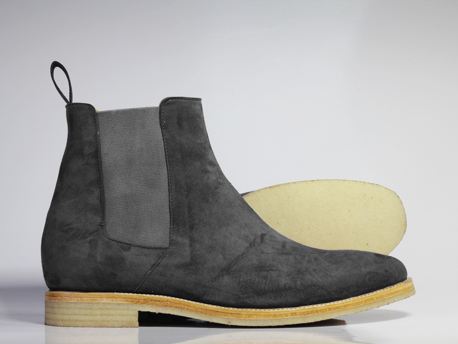 Handmade Men's Gray Suede Ankle High Chelsea boots, Men Designer Formal ...