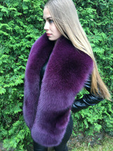 Fox Fur Boa 70' (180cm) Saga Furs Purple Fox Fur Stole Big Royal Collar Scarf image 2