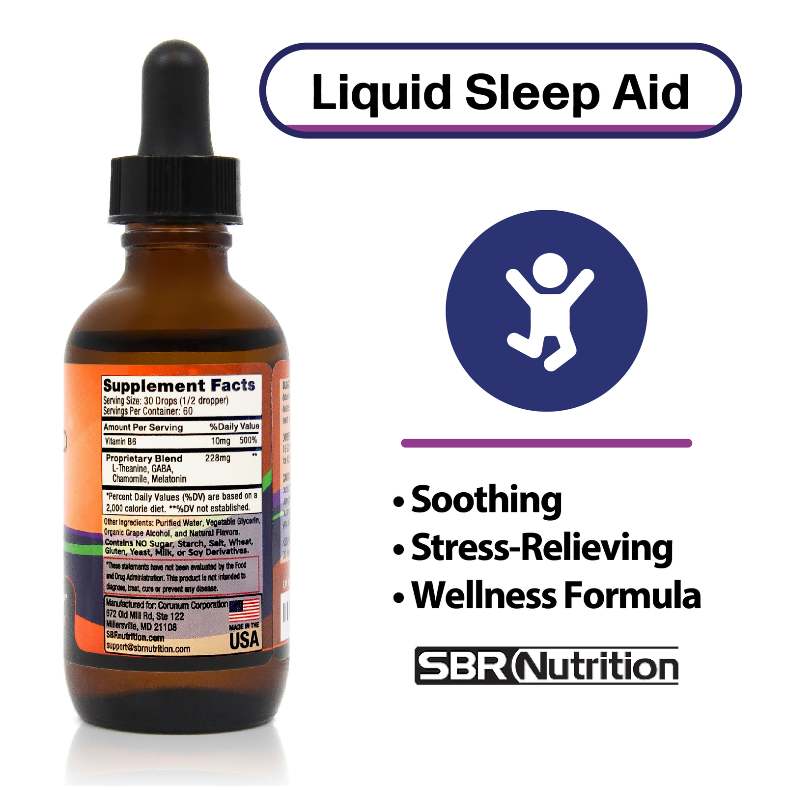 Sleep Aid Liquid Drops Wellness Formula for Insomnia, Jet Lag, Stress