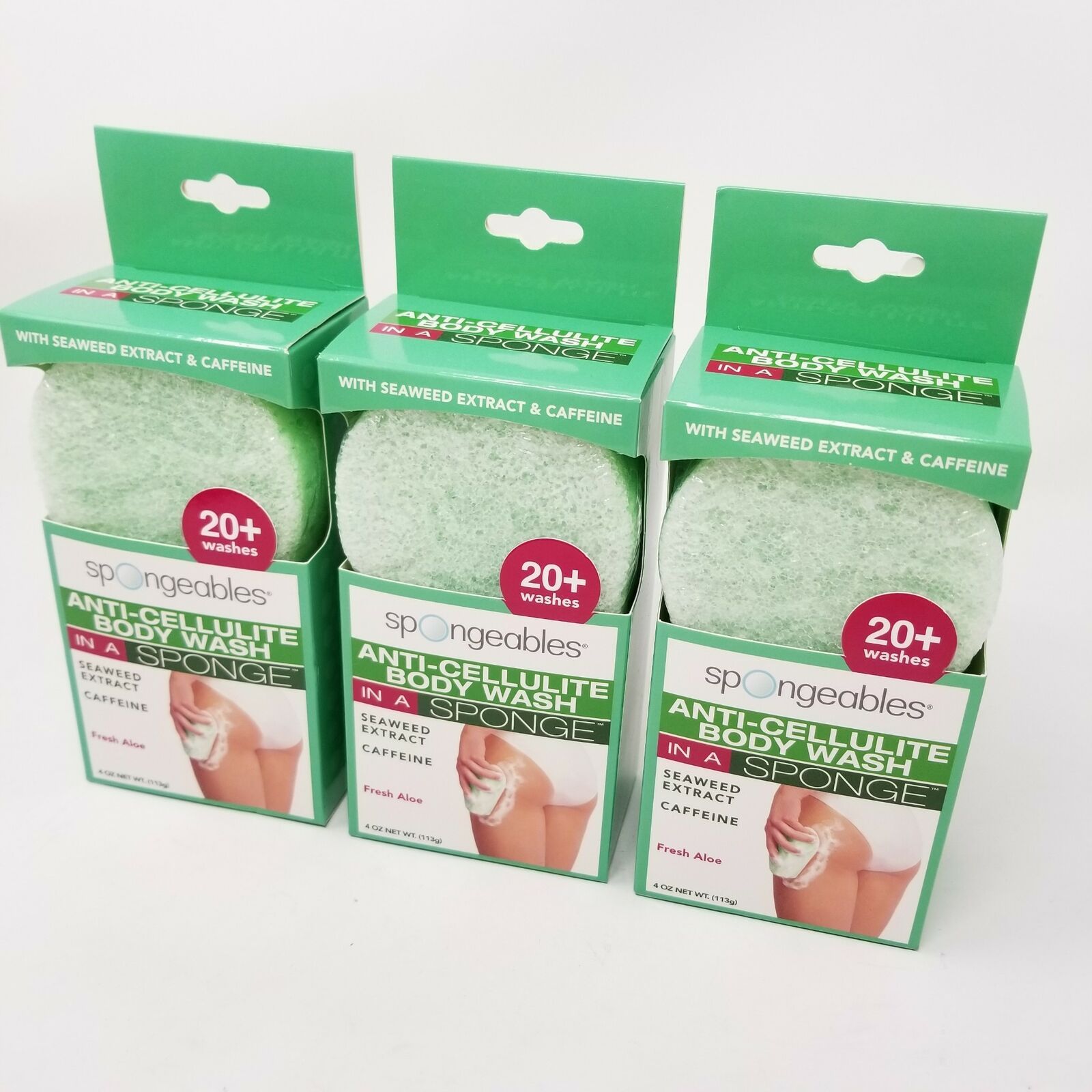 Spongeables Anti Cellulite Body Wash in Sponge Fresh Aloe Scent 4 oz. 3