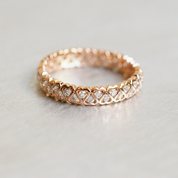 CZ Heart Eternity Band Ring Rose Gold - Rings