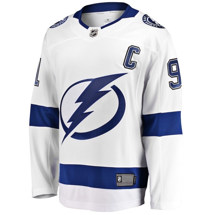 Men's 91 Steven Stamkos Jersey Sewn on Tampa Bay Lightning 2018 White
