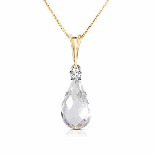 Galaxy Gold GG 14k 22 Yellow Gold Necklace with Natural Diamond and White Topaz