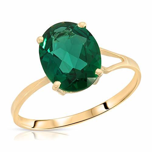 Galaxy Gold GG 1.90 Carats 14K Solid Yellow Gold Emerald Solitaire Ring with Gen