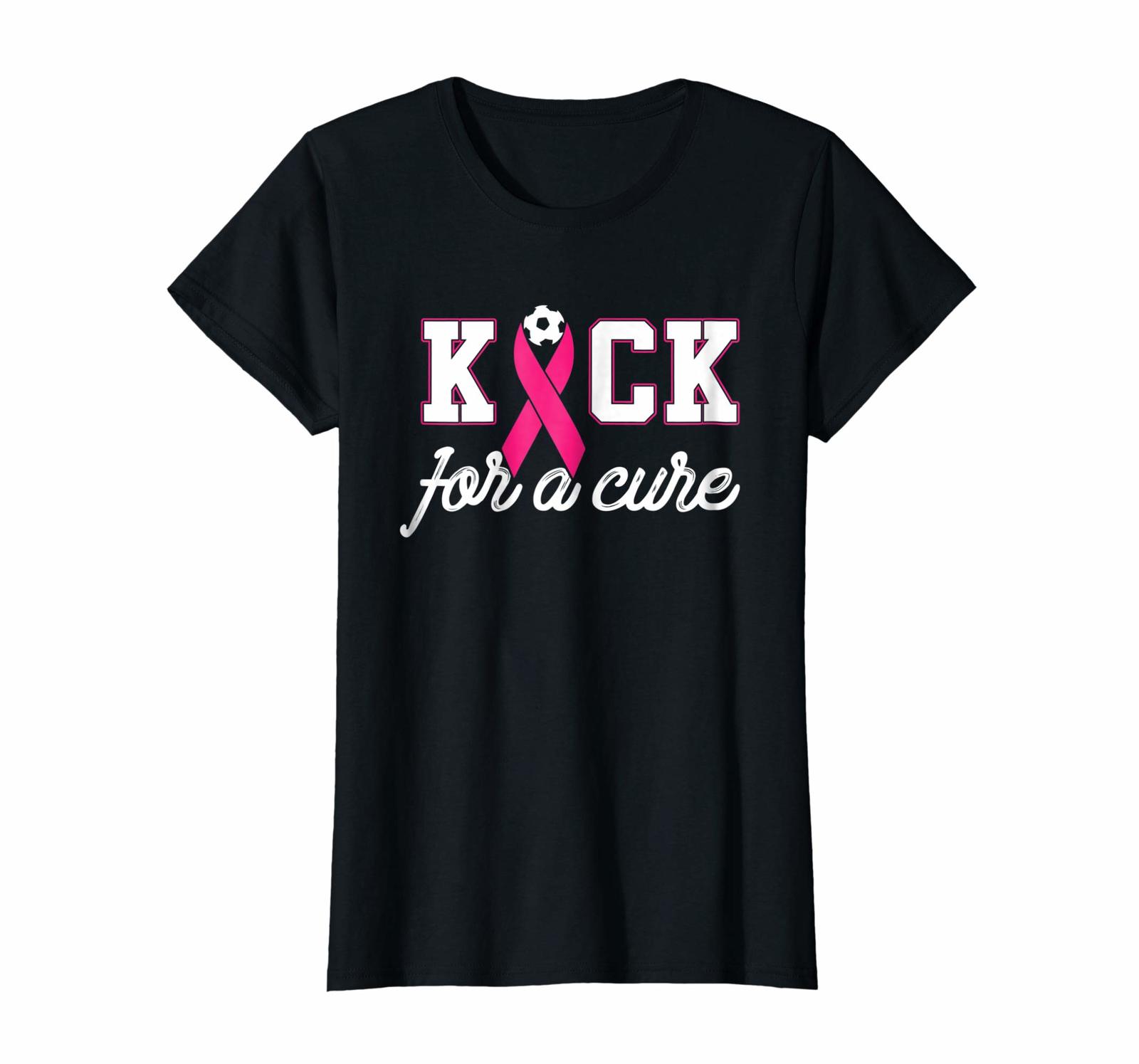 Funny Tee Soccer Shirts Kick For A Cure Breast Cancer Tees Men Women