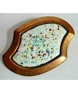 vintage mid century modern brooch copper with paint splatter center - $9.99