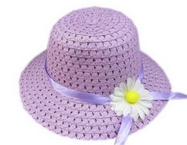 PANDA SUPERSTORE 2-6 Years Old Little Girls Straw Sun Hat & Tote, Picnic Cap Bea